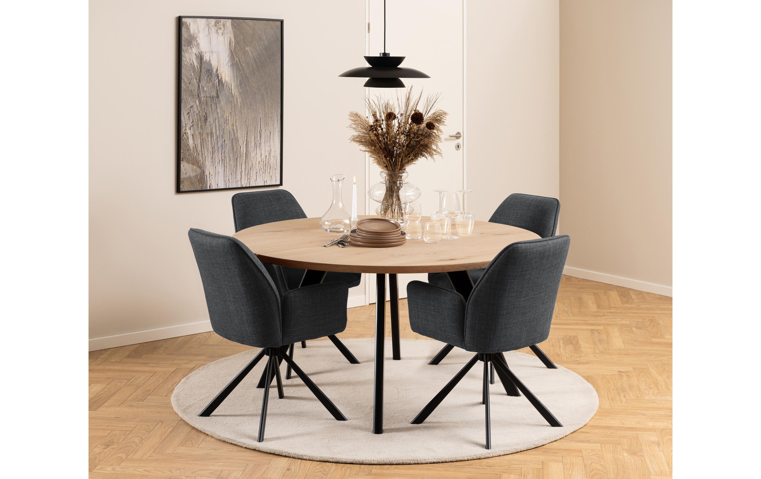 Stuhl Glenda, 2 Stück, Dunkelgrau<br>Moderne Esszimmerstühle mit Armlehnen