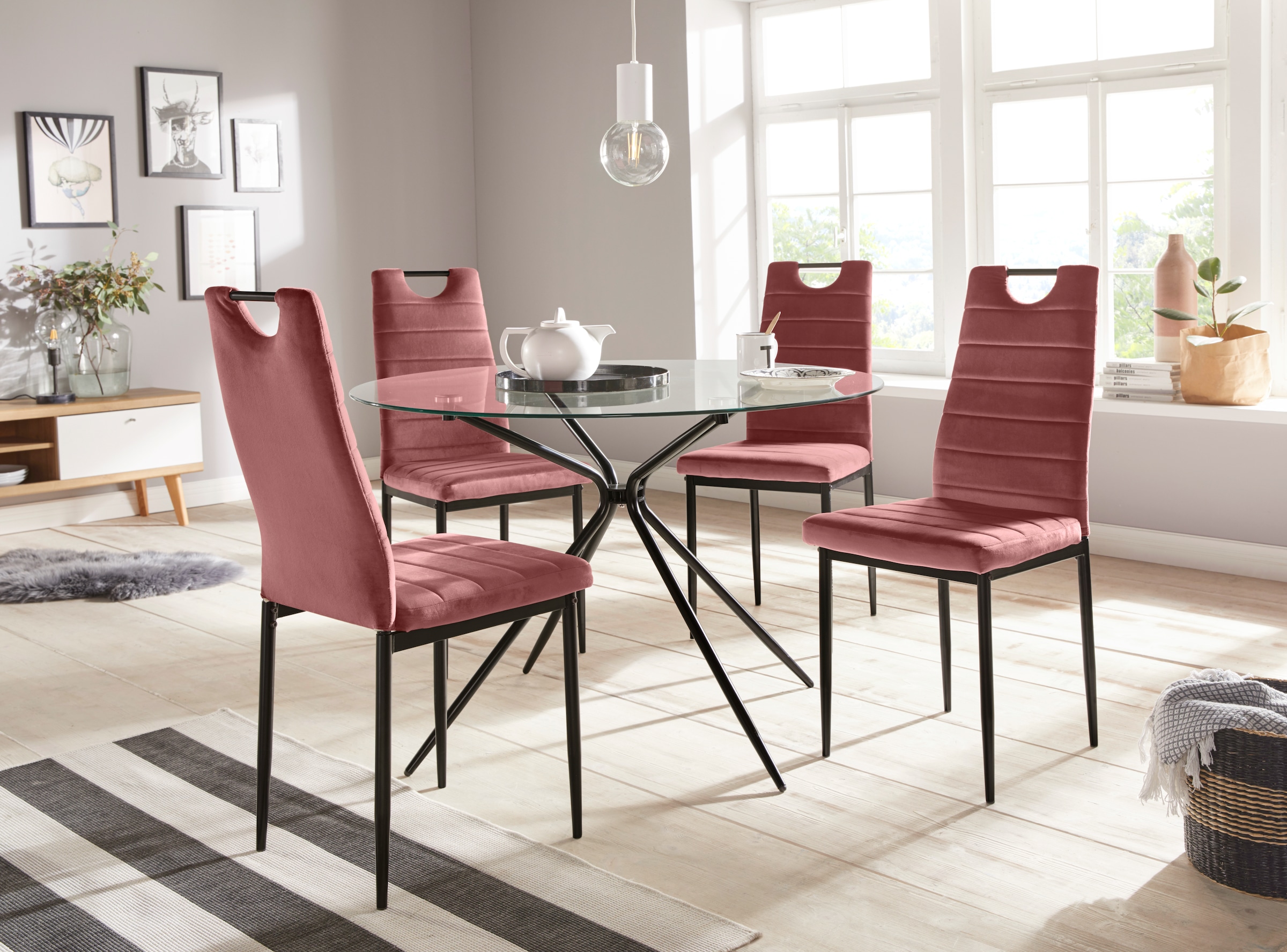 INOSIGN Glastisch »Silvi, TOPSELLER!« Esstisch, Glastisch, OTTOs Choice,  rund, Ø 110 cm, schwarzes Metallgestell