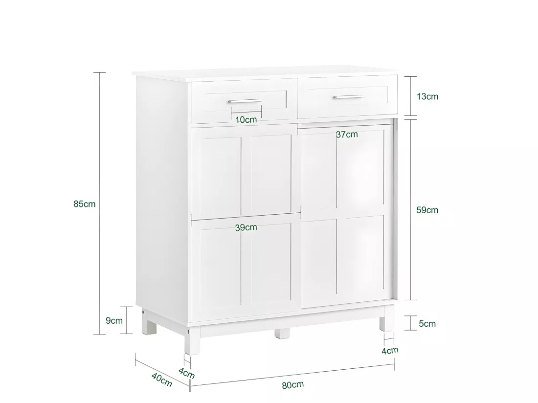 SoBuy FSB84-W Meuble de Rangement Meuble d’entrée Meuble à Chaussures Armoire Multi-rangements avec 2 Tiroirs et 2 Portes Coulissantes