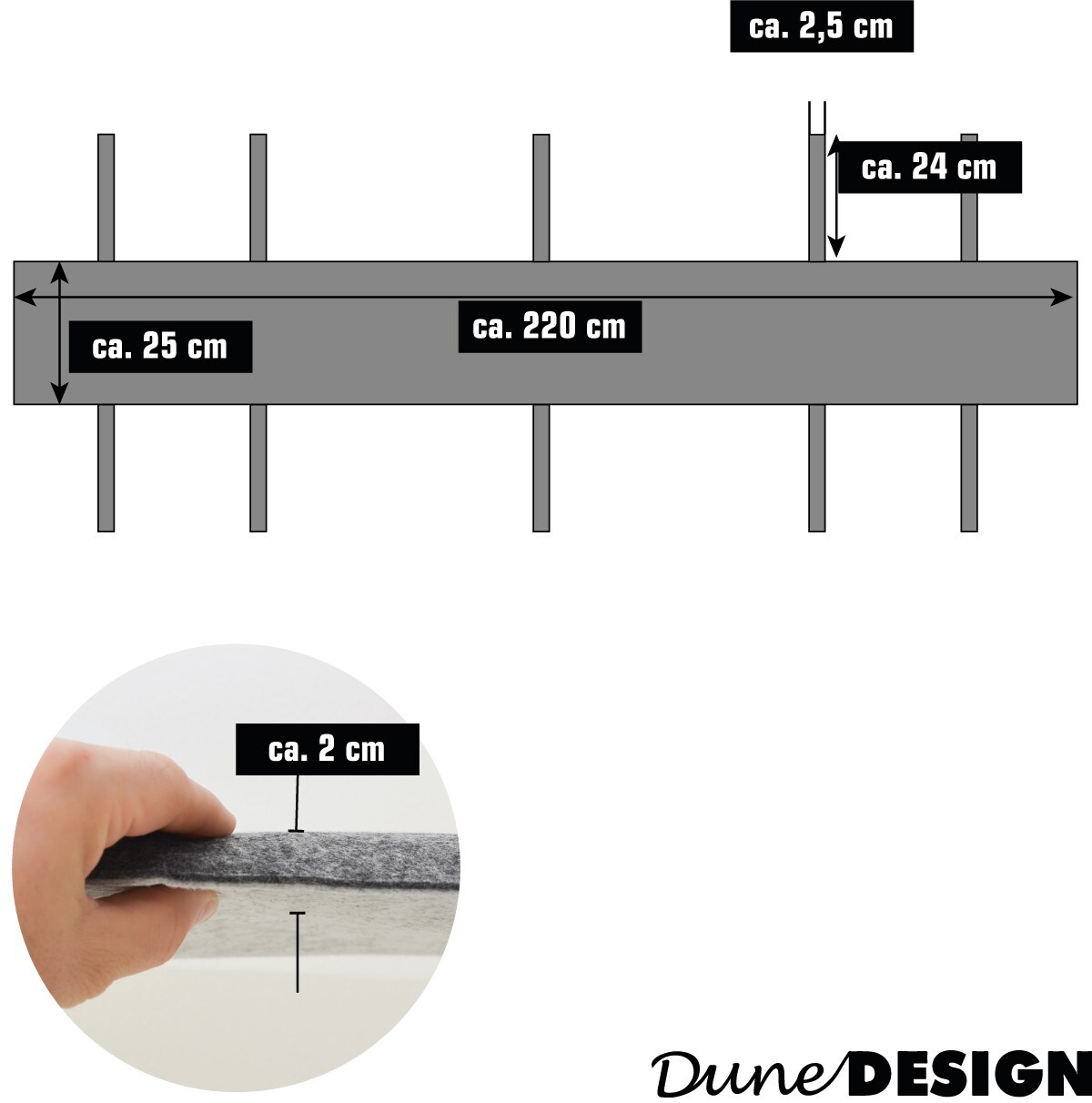 2x FILZ Bierbank Auflage zum Wenden 220x25 x2cm Polster Bierzeltgarnitur Auflage