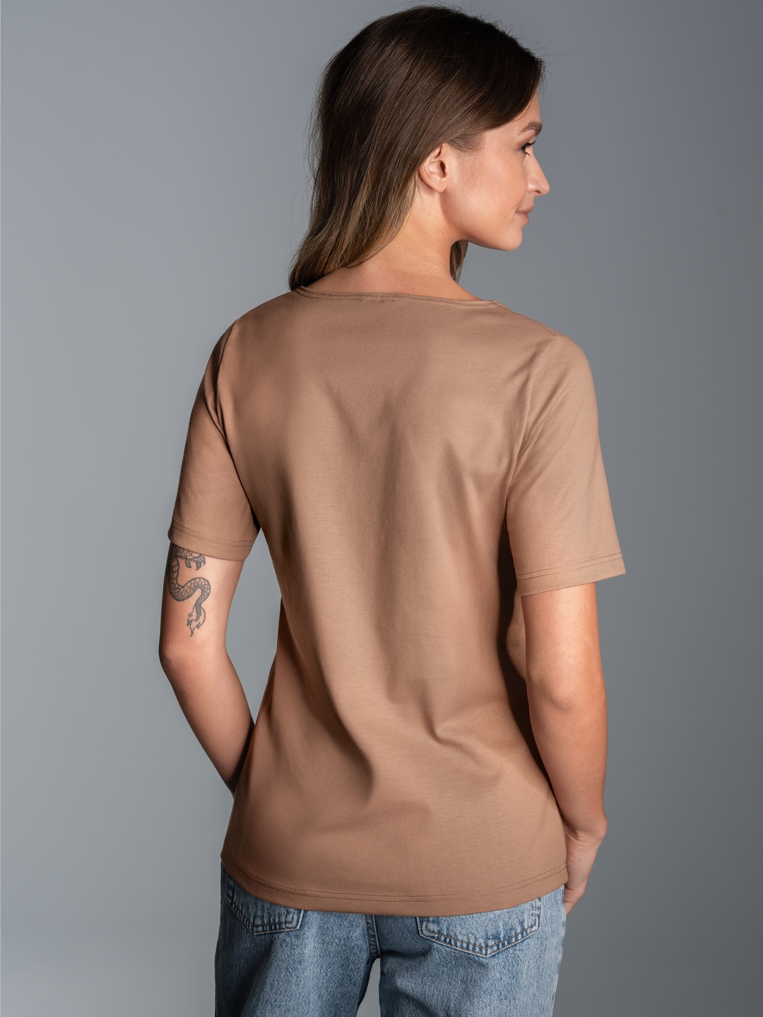 T-Shirt mit floralem Leo-Print Haselnuss