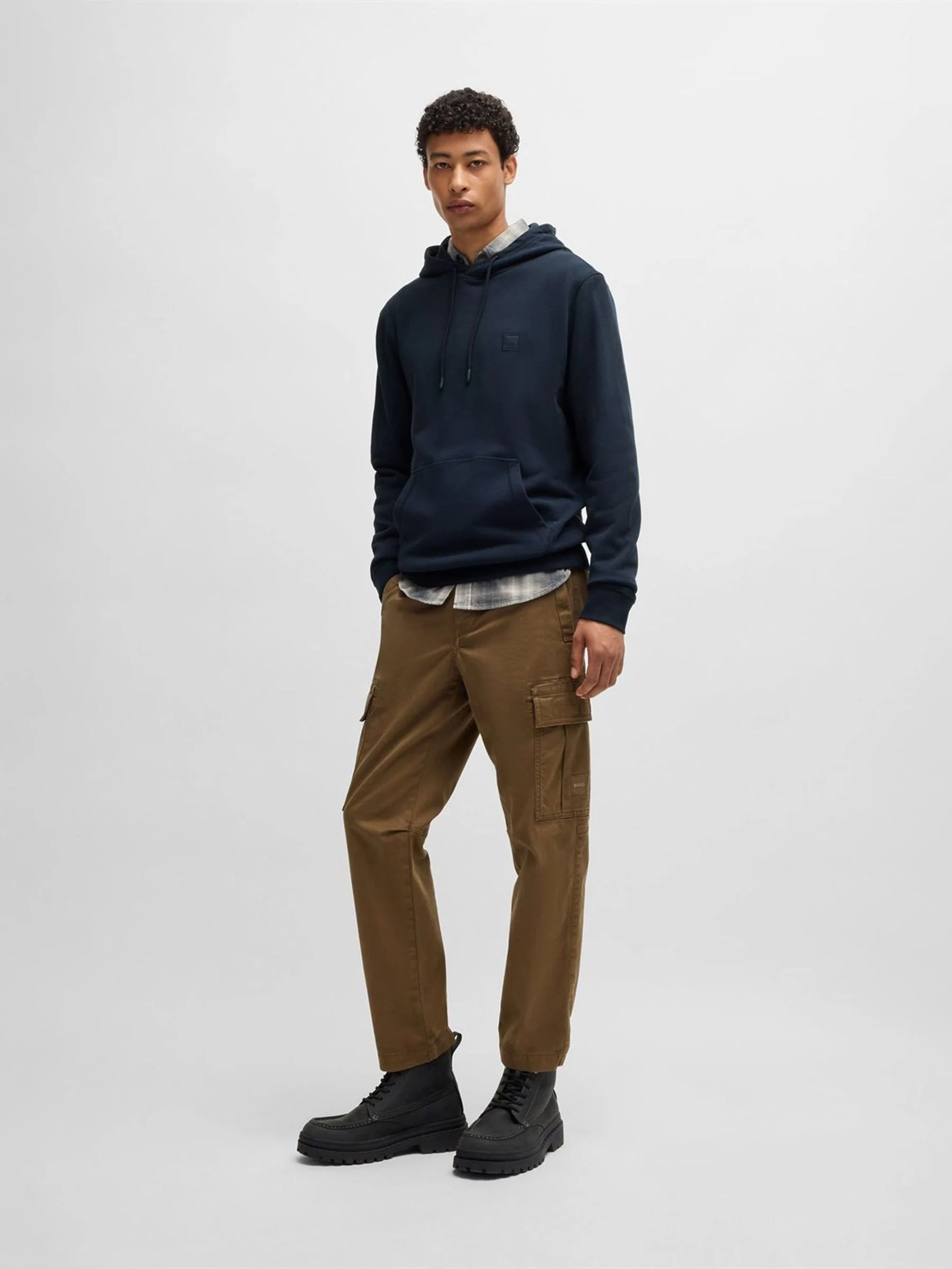 Marineblauw - BOSS Regular-Fit Wetalk Hoodie met Logo