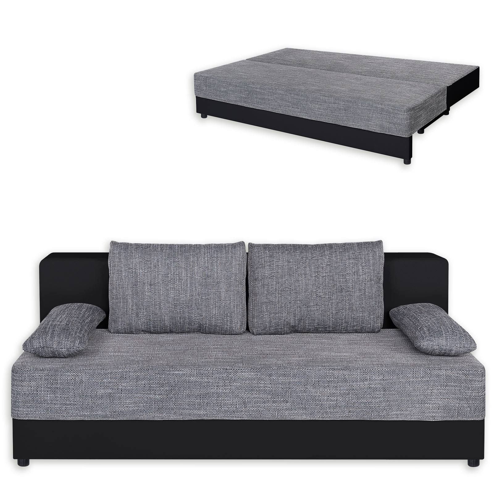 R47 Boxspringsofa grau-schwarz