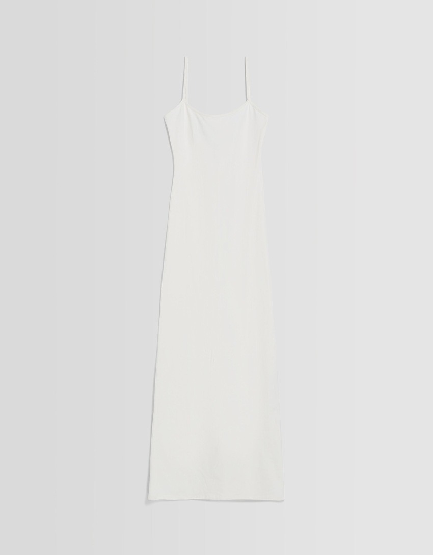 Vestido longo justo com alças finas