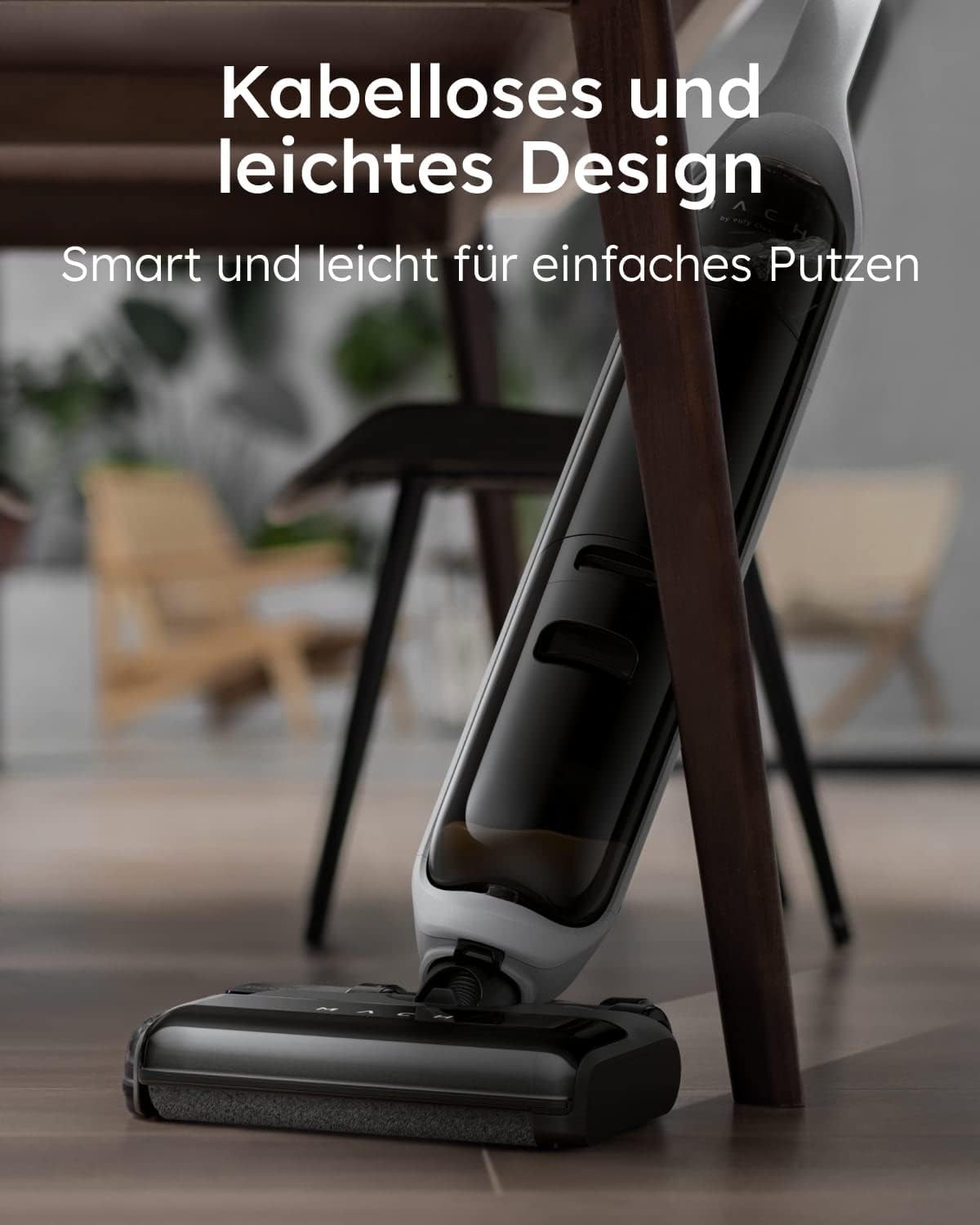 eufy MACH V1, Kabelloser All-in-One Stabstaubsauger mit Always-Clean Mop, 3-fache Selbstreinigung, Eco-Clean Ozon, Tesla Valve Mixing, Smart und leicht für einfaches Putzen