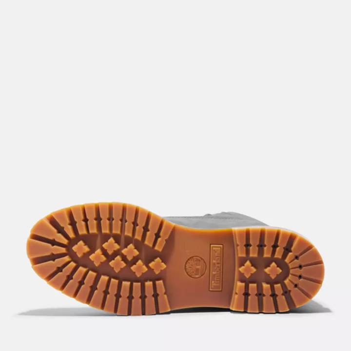 Bota Timberland Premium de 6 polegadas impermeável, edição 50, para homem, na cor cinza claro.