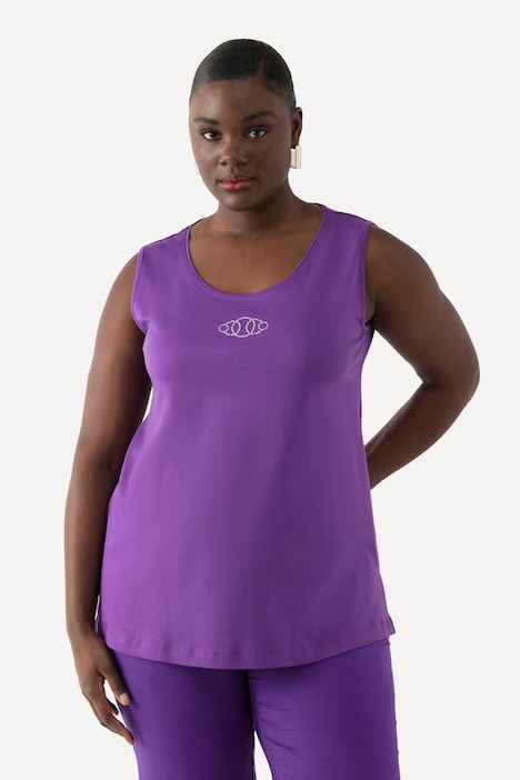 Top, Pima Cotton, Slim, Rundhals, Ziersteinchen, ärmellos