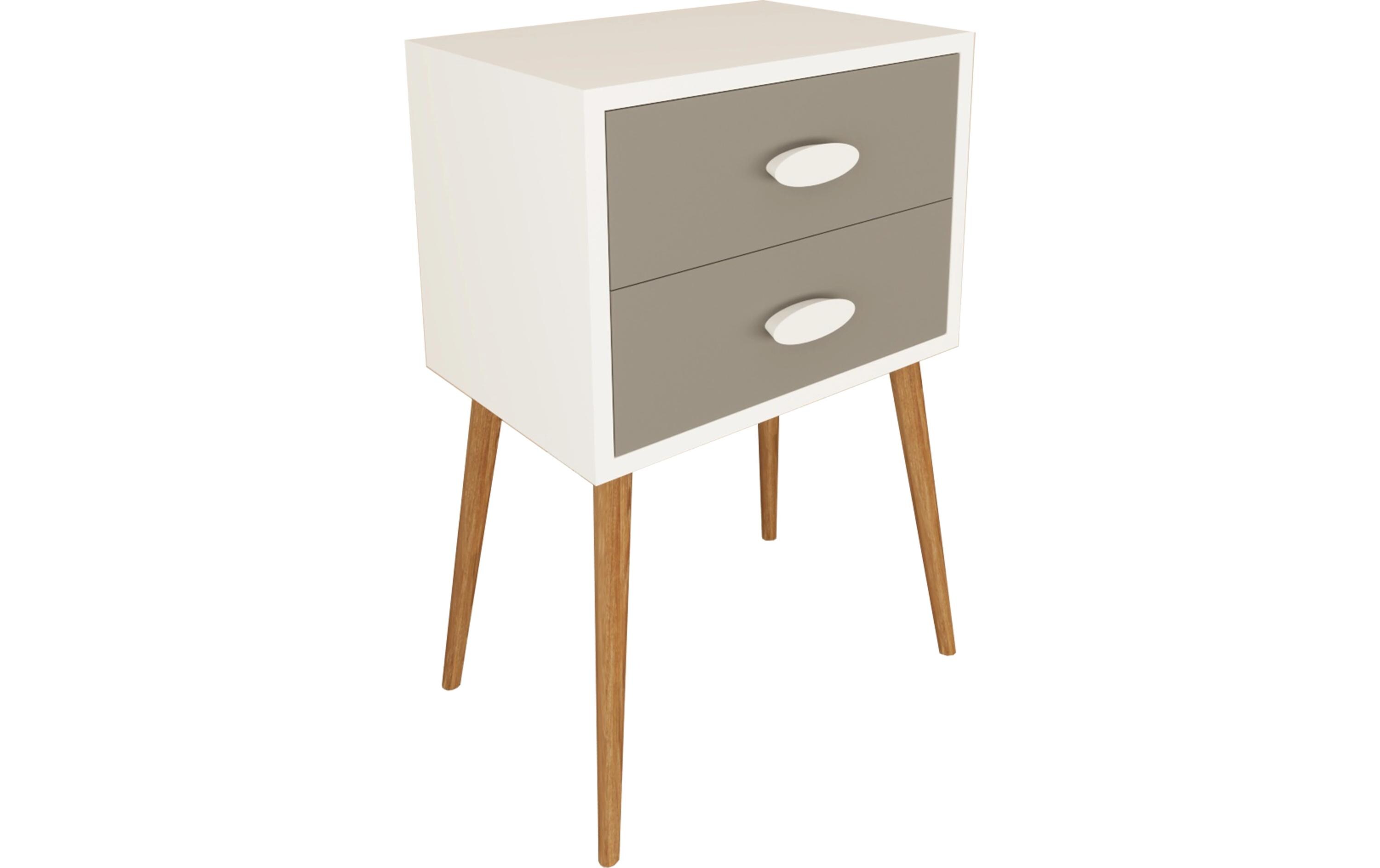 Nachttisch Singol XXL 45 x 70 cm, Weiss/AnthrazitNachtschrank im Retro-Design