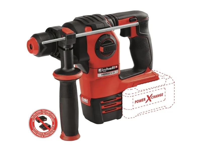 Einhell HEROCCO, Sort, Rød, 2 cm, 2,2 J, 5500 bpm or slag i minuttet, Batteri, 18 V - SOLO
