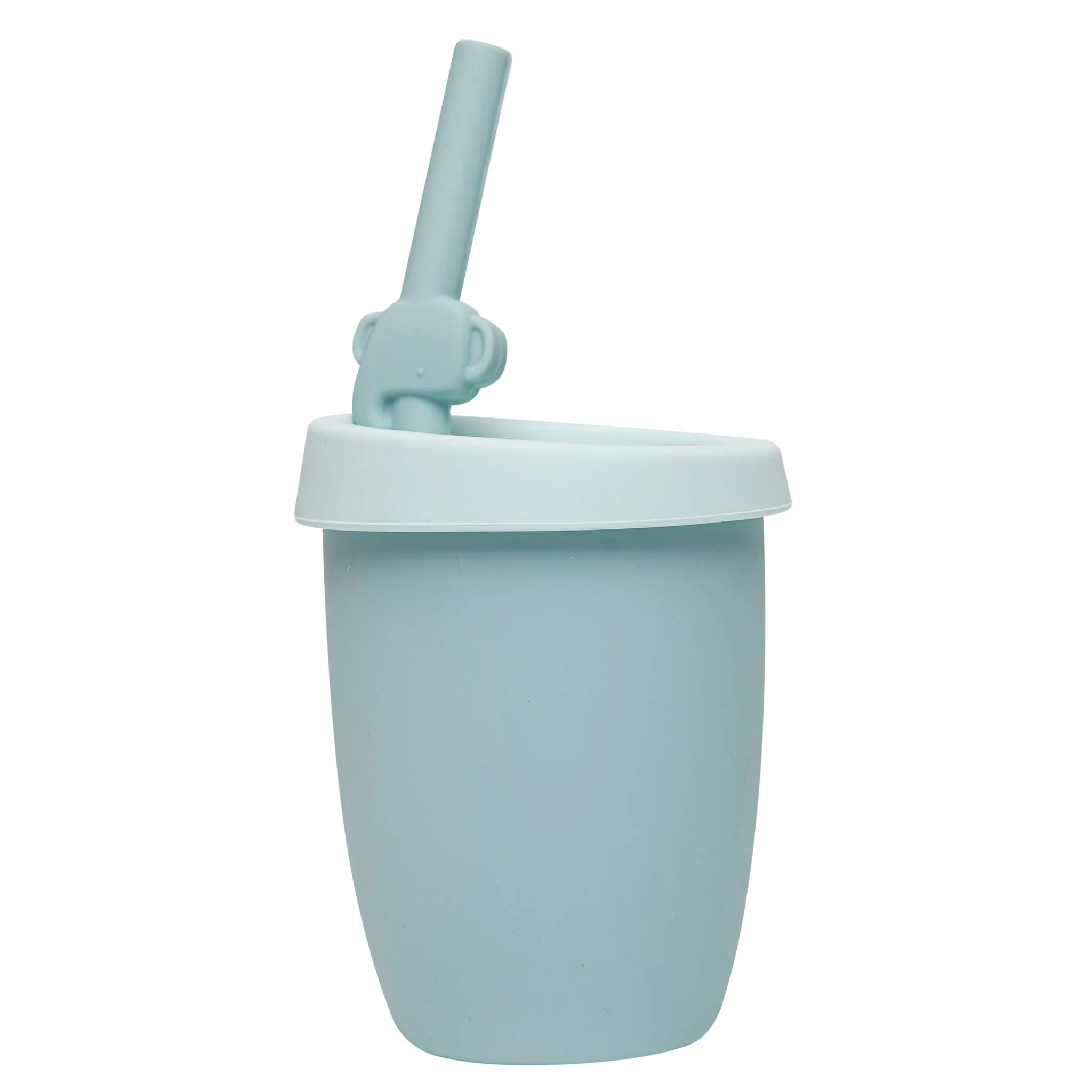 Loulou Lollipop Gobelet en Silicone avec Couvercle et Paille - Éléphant