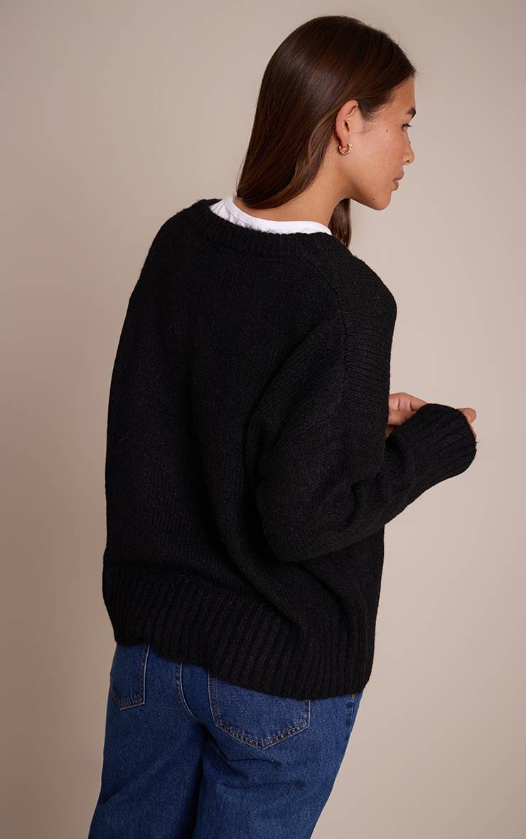 Noir Synthétiquell Col V À Détails Côtelés