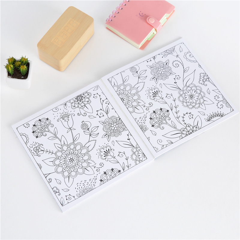 (21x21cm) Anti Stress Malbuch Mandala / Blumen Kreatives Zeichnungsheft für Erwachsene