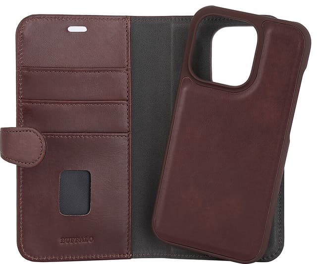 Buffalo 2-i-1 pungetui til iPhone 14 Pro (brunt)