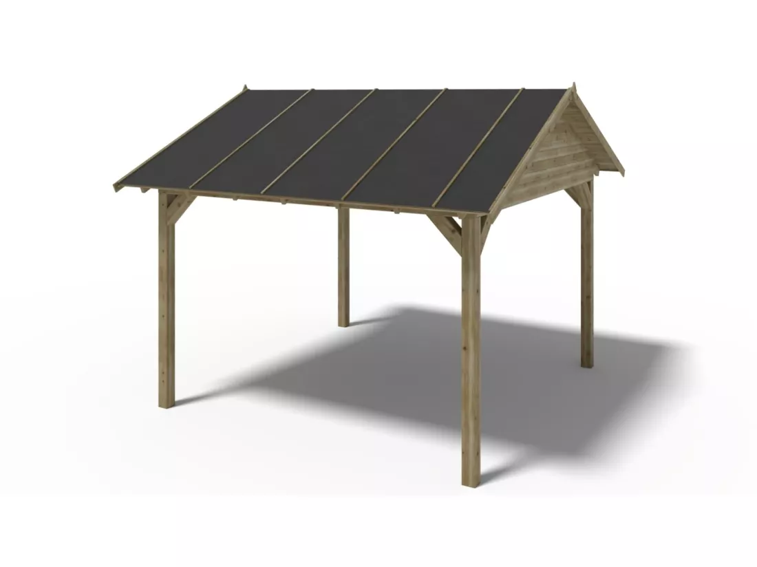 Pergola de jardin 4,04x4,04m avec panneaux - traité - ALT128 - ALTANKA