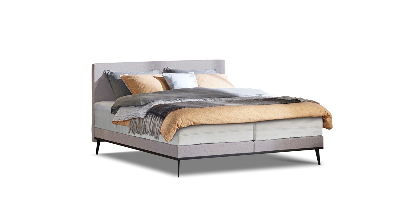 Boxspring Viggo met Silver Pocket Deluxe Foam matras oakland grijs