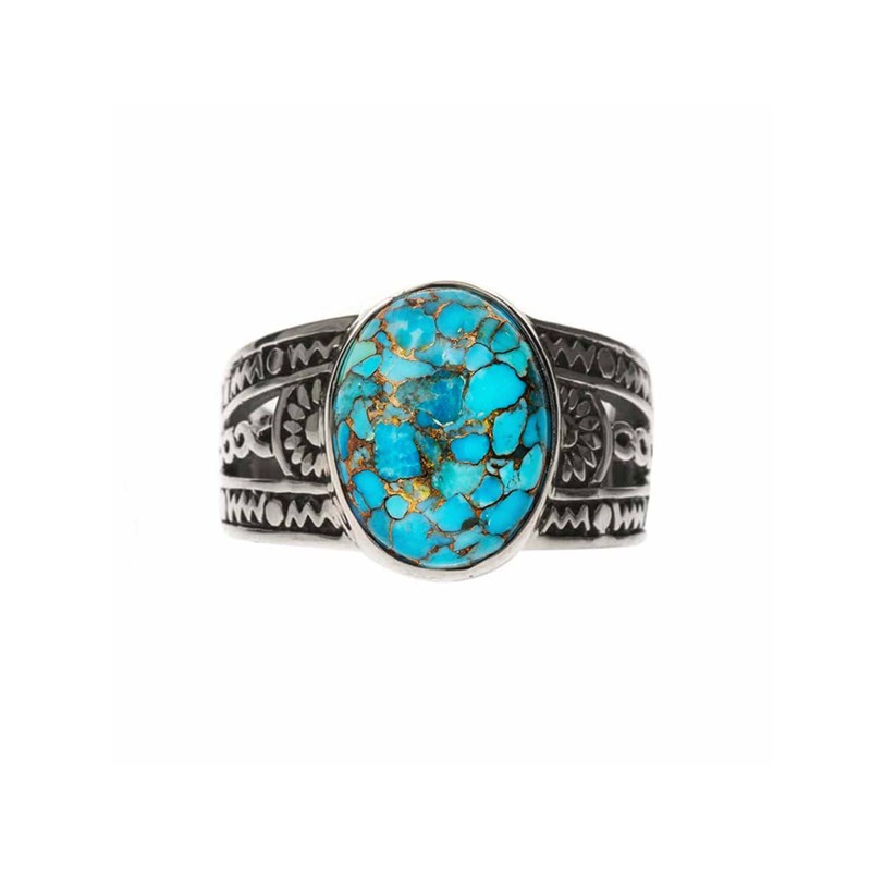 Bague Homme Ethnique Turquoise Argent