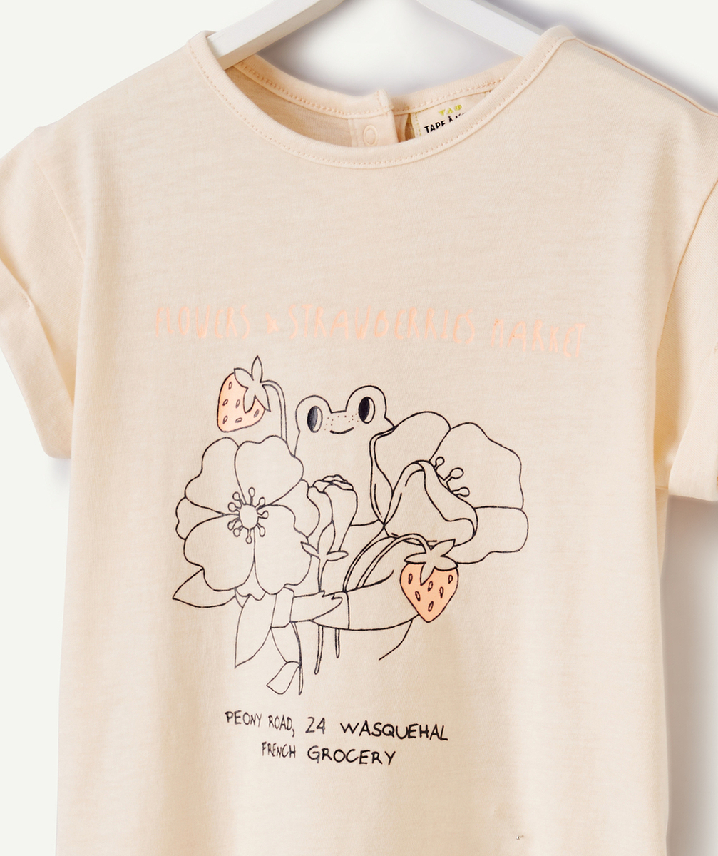 T-SHIRT BÉBÉ FILLE EN TEINTURE VÉGÉTALE ORANGE AVEC ANIMATION