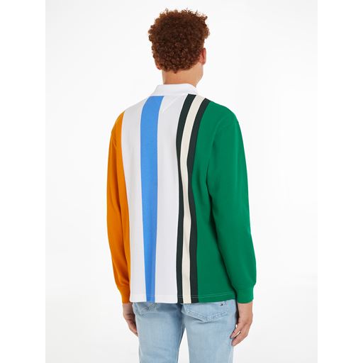 Tommy Hilfiger Vertical Stripe Rugby Polo, White/Multi, XL