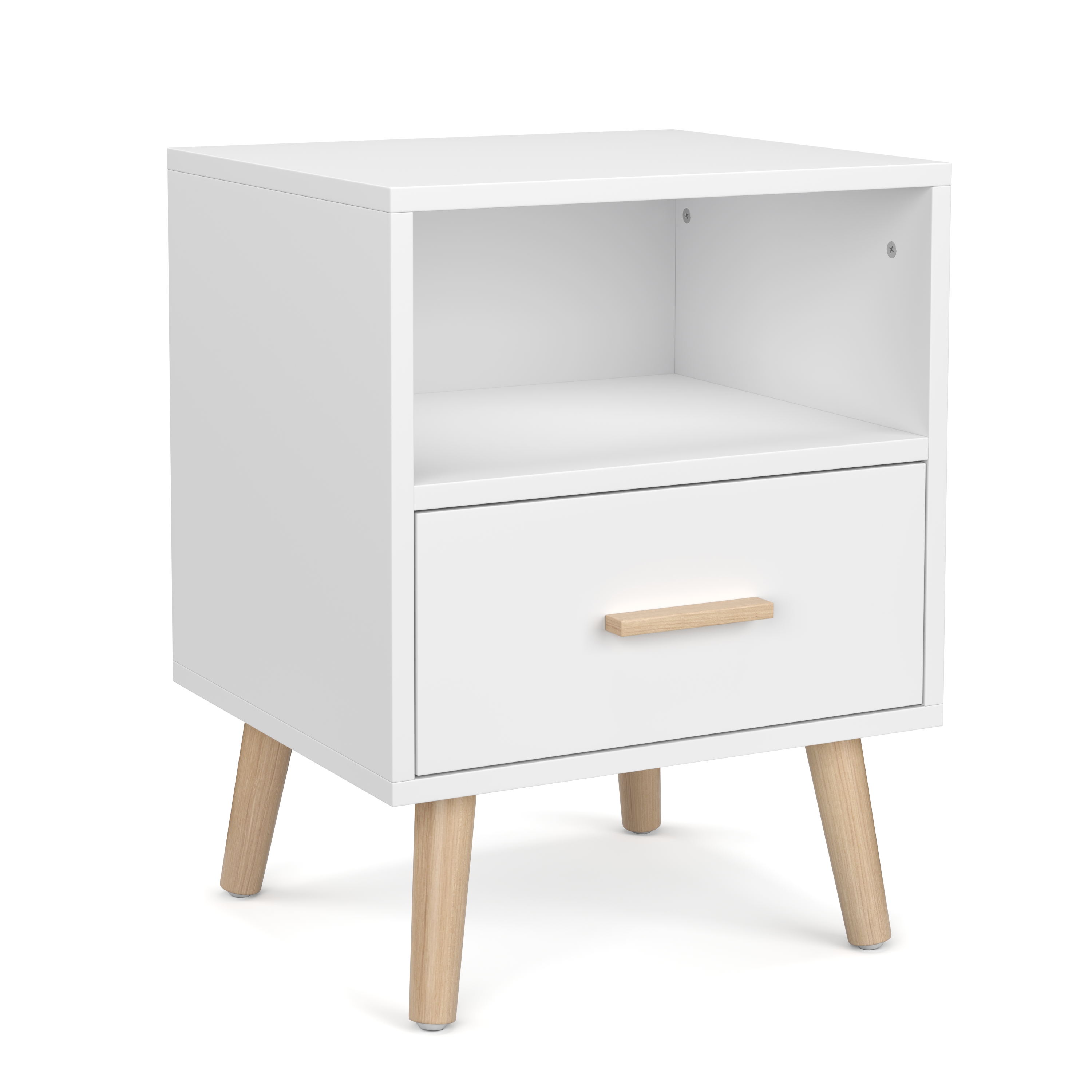 Nachttisch NORDIC 40 x 51 cm weiss/natur