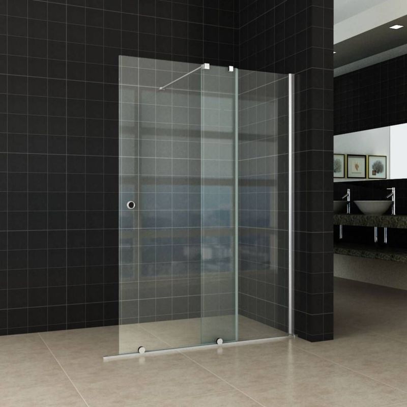 Verleng-Inloopdouche - 100x200 cm - Op Rail - 10 mm Nano Glas