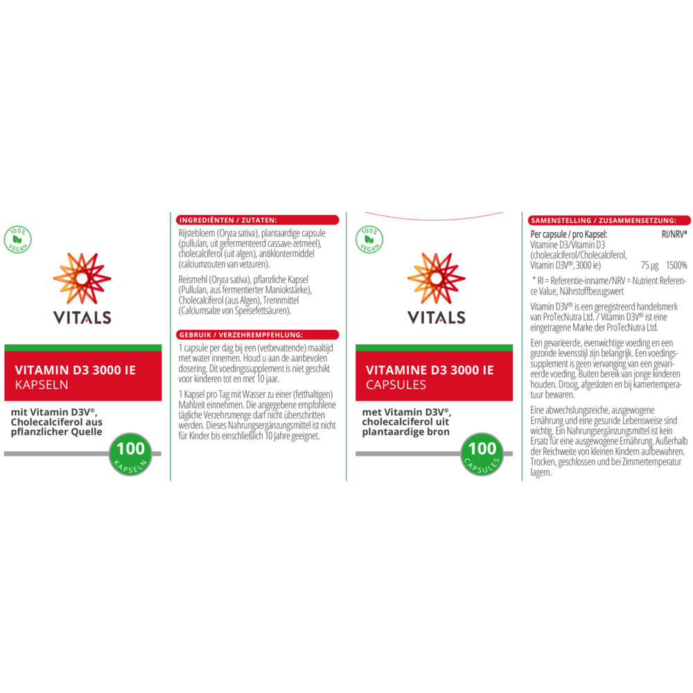 Vitals Vitamine D3 3000IE 100 capsules