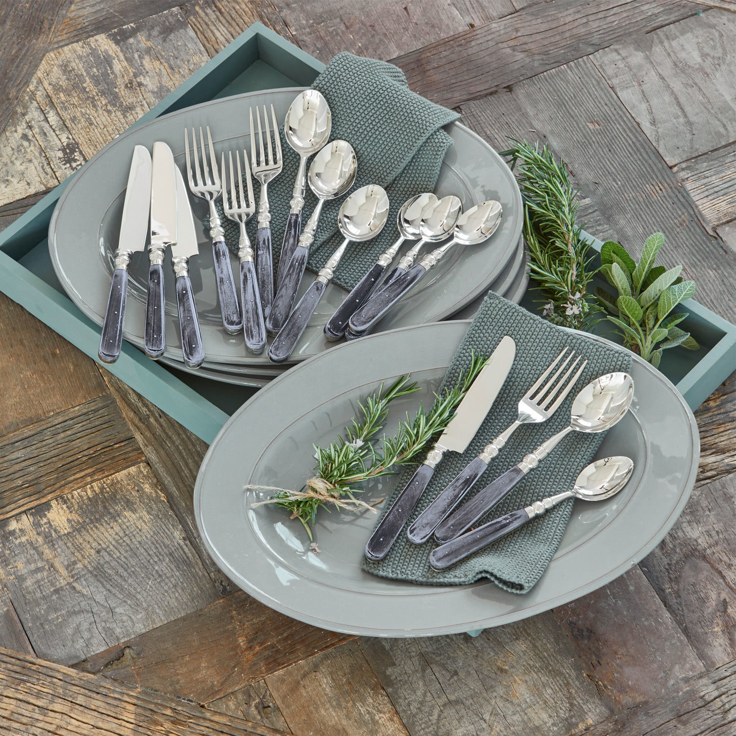 Besteck Bigeste 16er Set | silber/grau