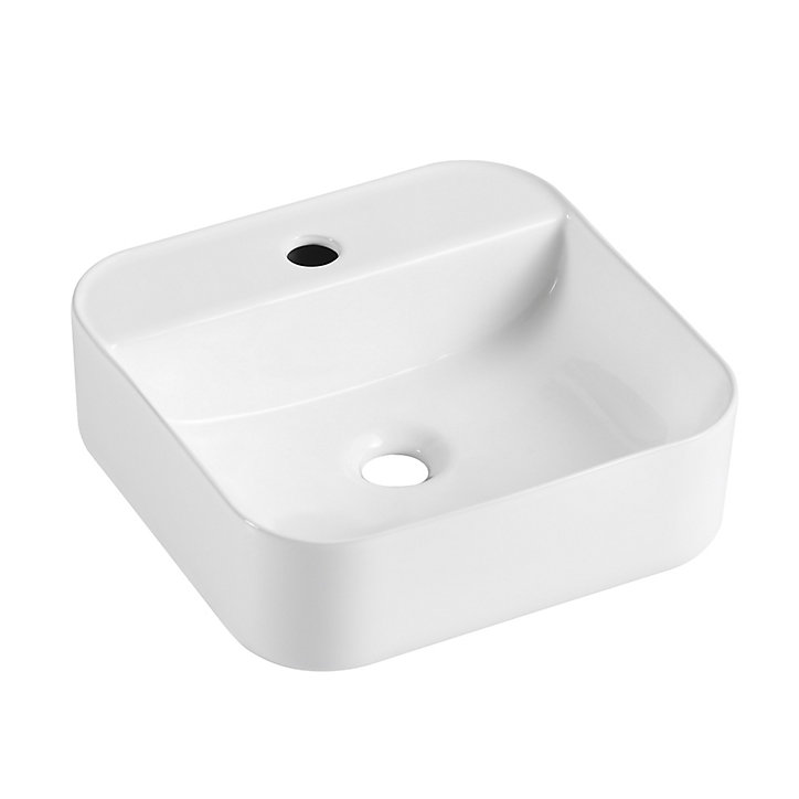 Vasque à poser carrée céramique blanc Kalvin