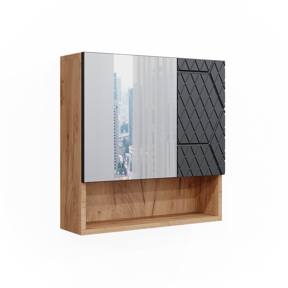 Vicco Badspiegelschrank Irma Eiche Anthrazit 54 x 55 cm Badezimmer