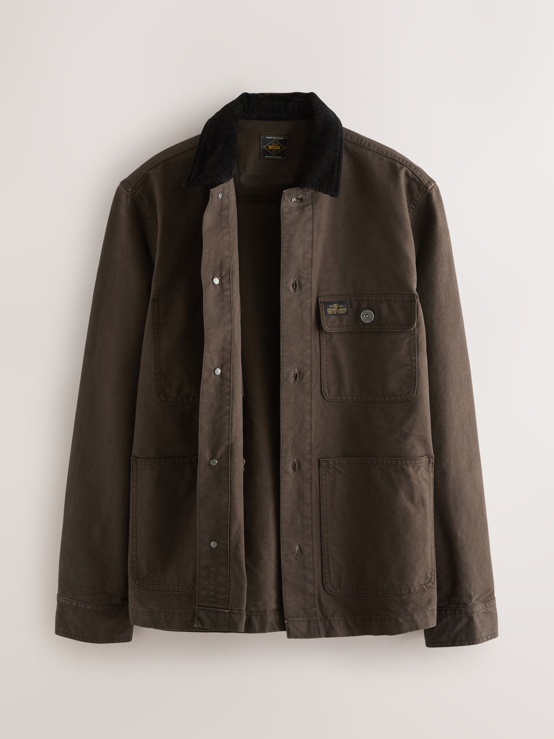 Bruin - Corduroy canvas shacket overshirt met kraag