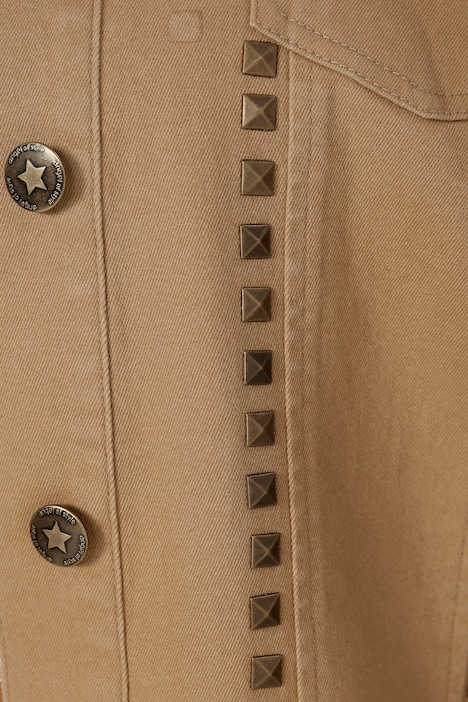 Longjacke, oversized, Ziernieten, Rücken-Stickerei, Langarm