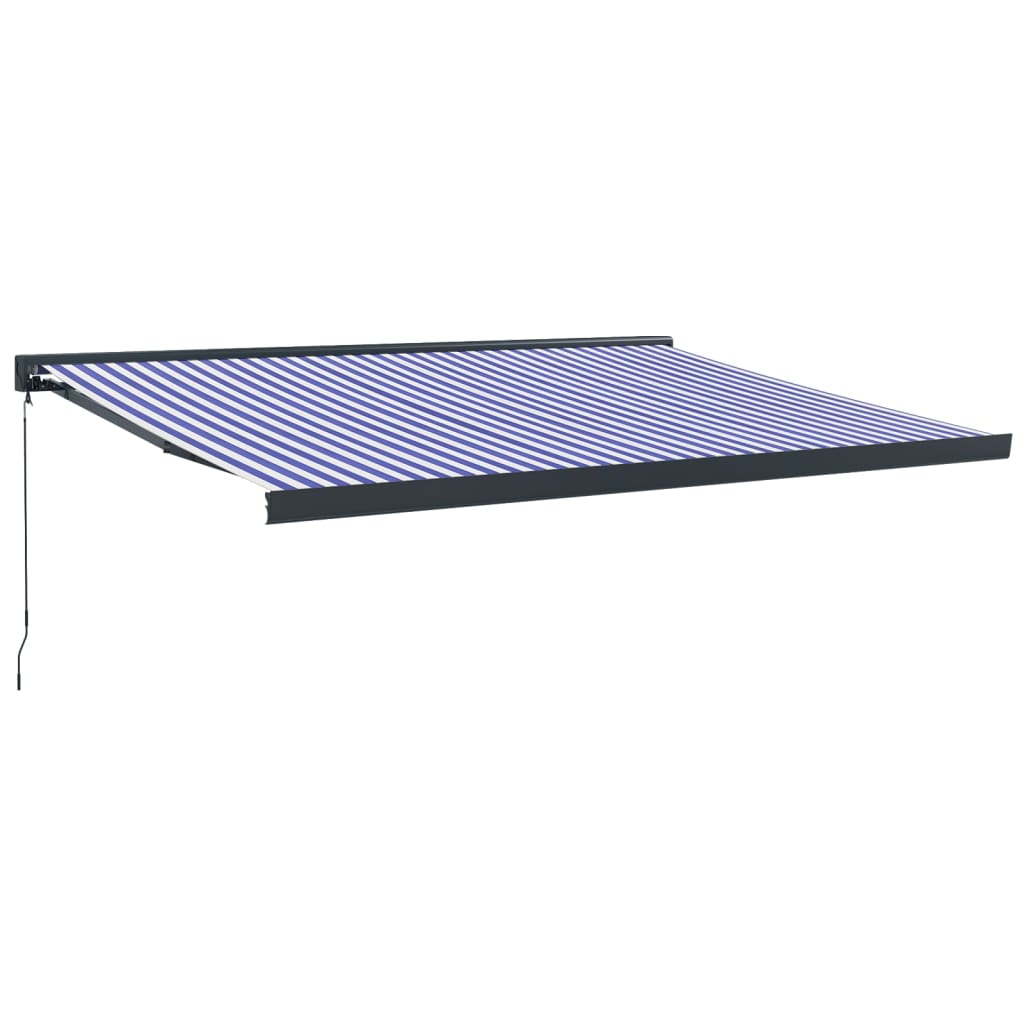 Auvent rétractable bleu et blanc 4x3 m tissu et aluminium