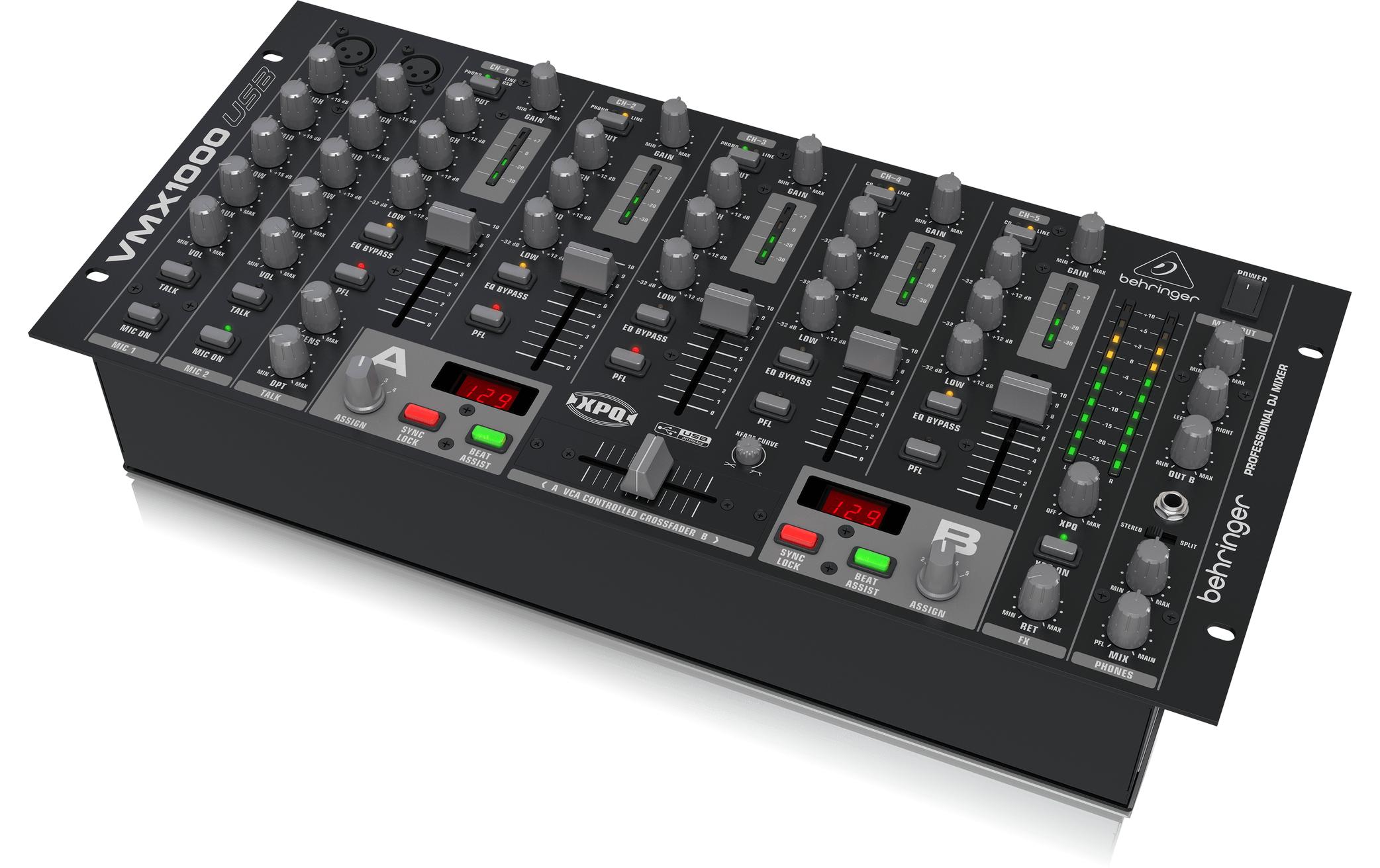 DJ-Mixer VMX1000USB<br>7-Kanal-DJ-Mixer für Rackmontage und USB-Audio-Interface