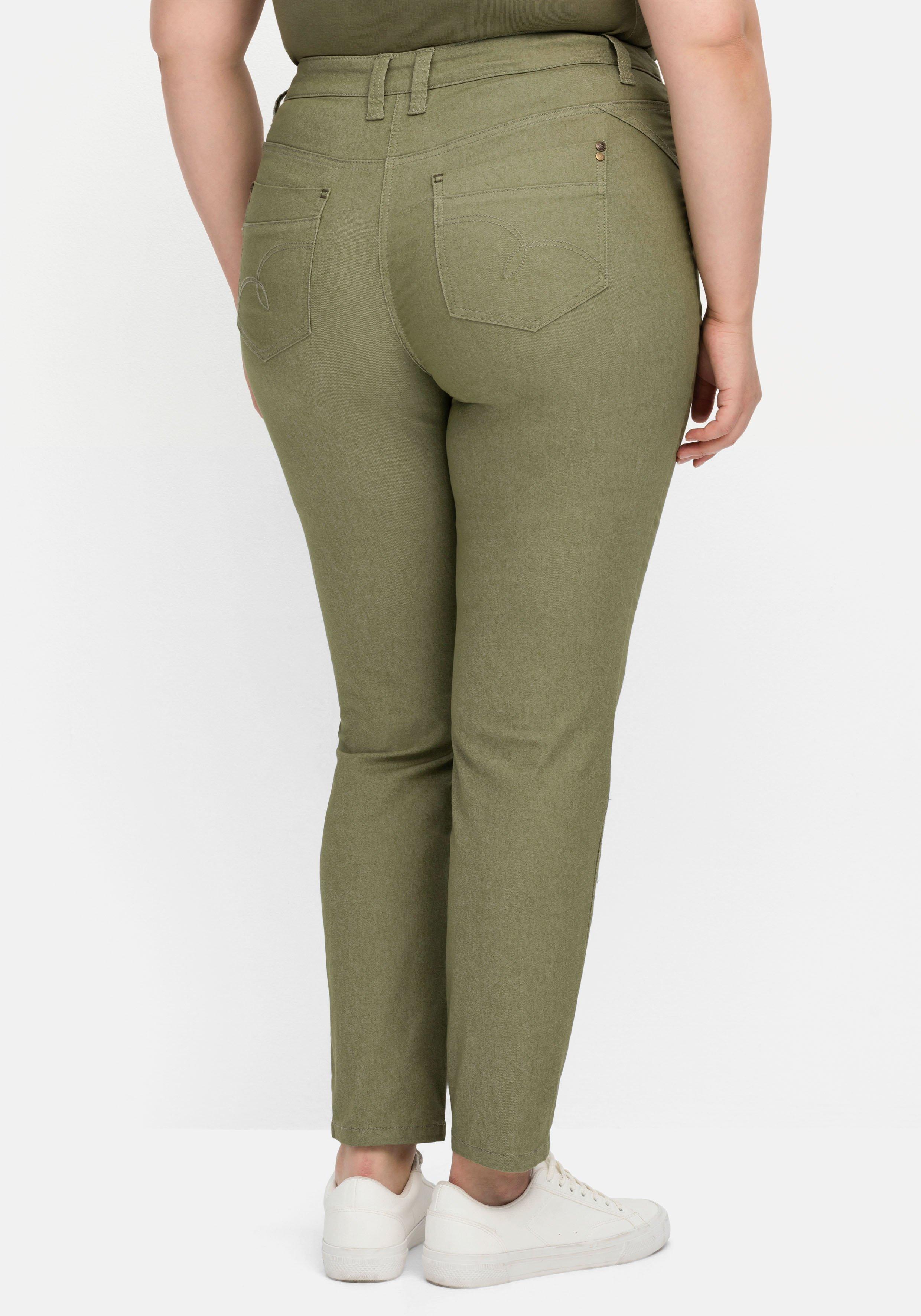 Schmale Hose im Coloured-Denim-Look