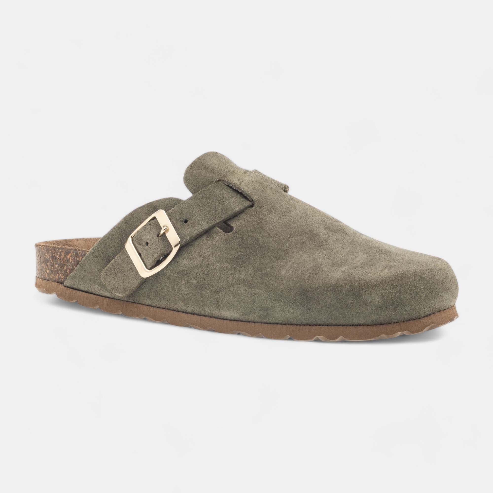 Mules Femme en cuir kaki