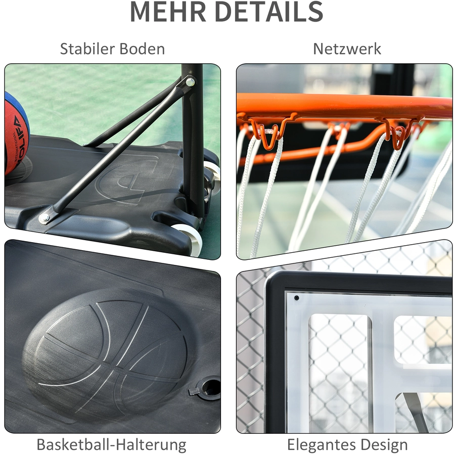 HOMCOM Basketballkorb höhenverstellbar schwarz