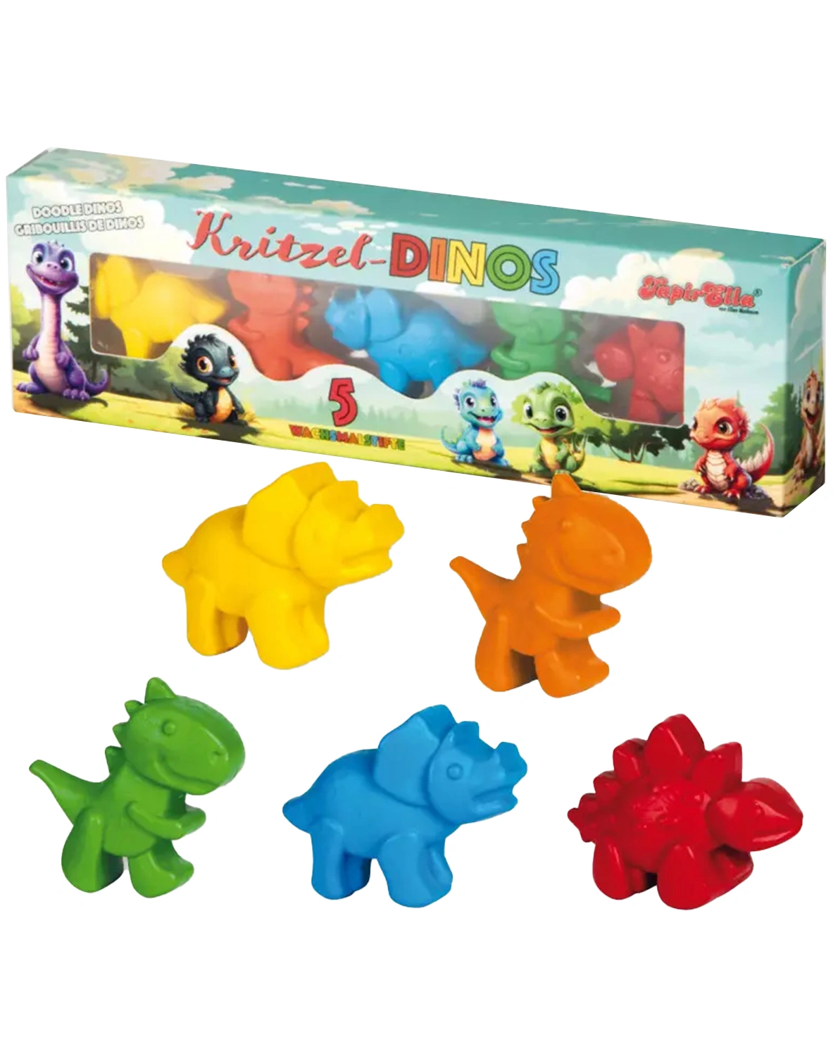 3D Wachsmalstifte TAPIRELLA - DINO 5 Stück