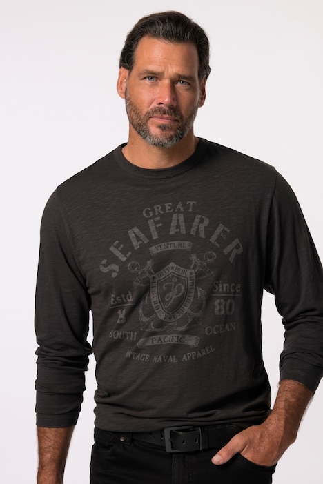JP 1880 Langarmshirt, Brustprint, bis 8 XL
