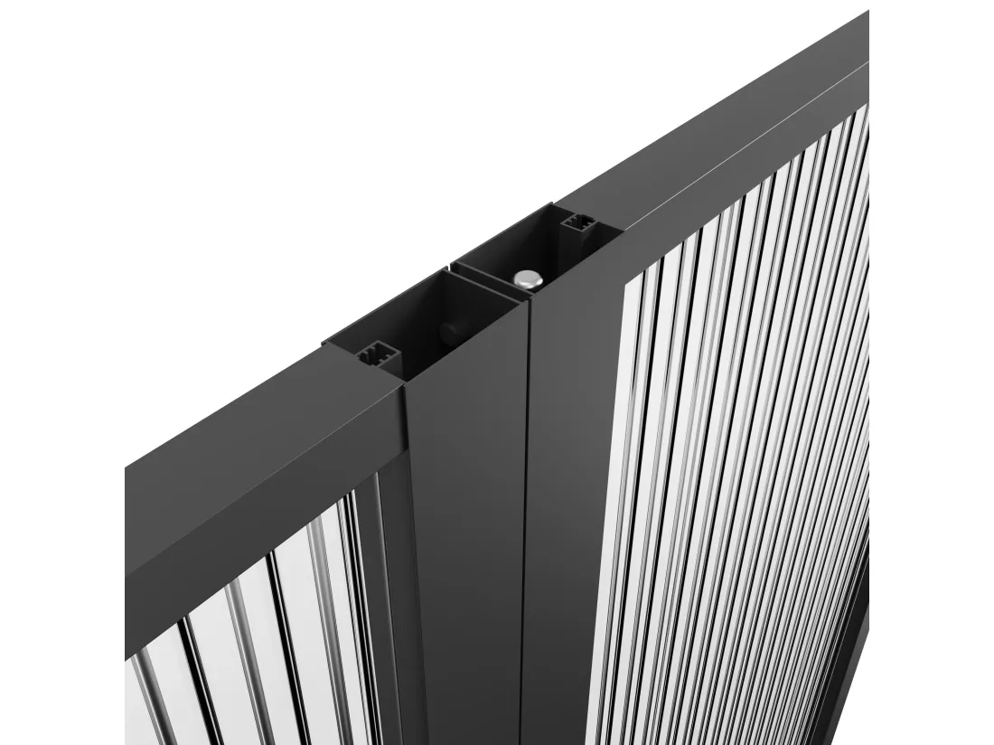 Bloc porte réversible à deux battants en aluminium et verre trempé texturé - 2 x H204 x L93 cm - Noir - LOXTON