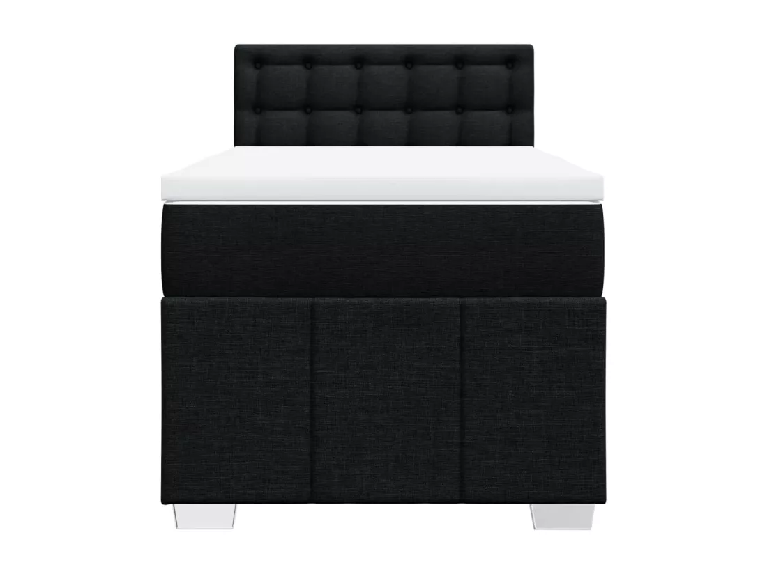 Sommier à lattes de lit avec matelas Noir 90x190 cm Tissu