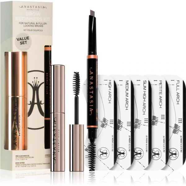 Anastasia Beverly Hills Brow Beginners Kit Kit para Sobrancelhas Dark Brown Tom