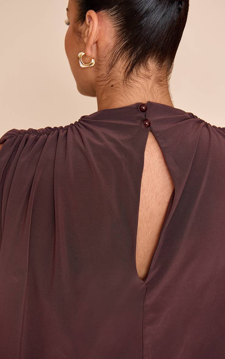 Chocolat Robe Mini Moulante Double Épaisseur Avec Épaulettes Grande Taille