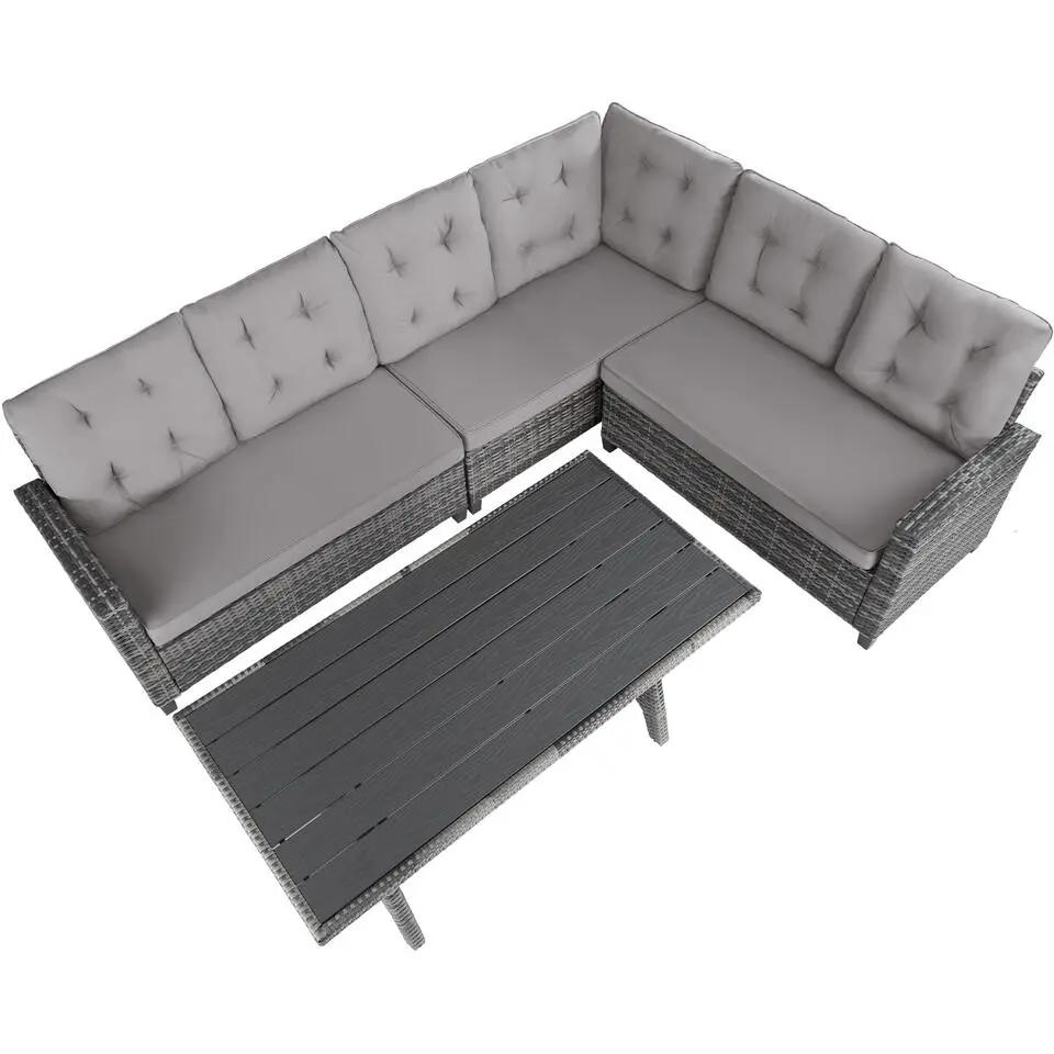 tectake - Loungeset Catania - wicker - grijs