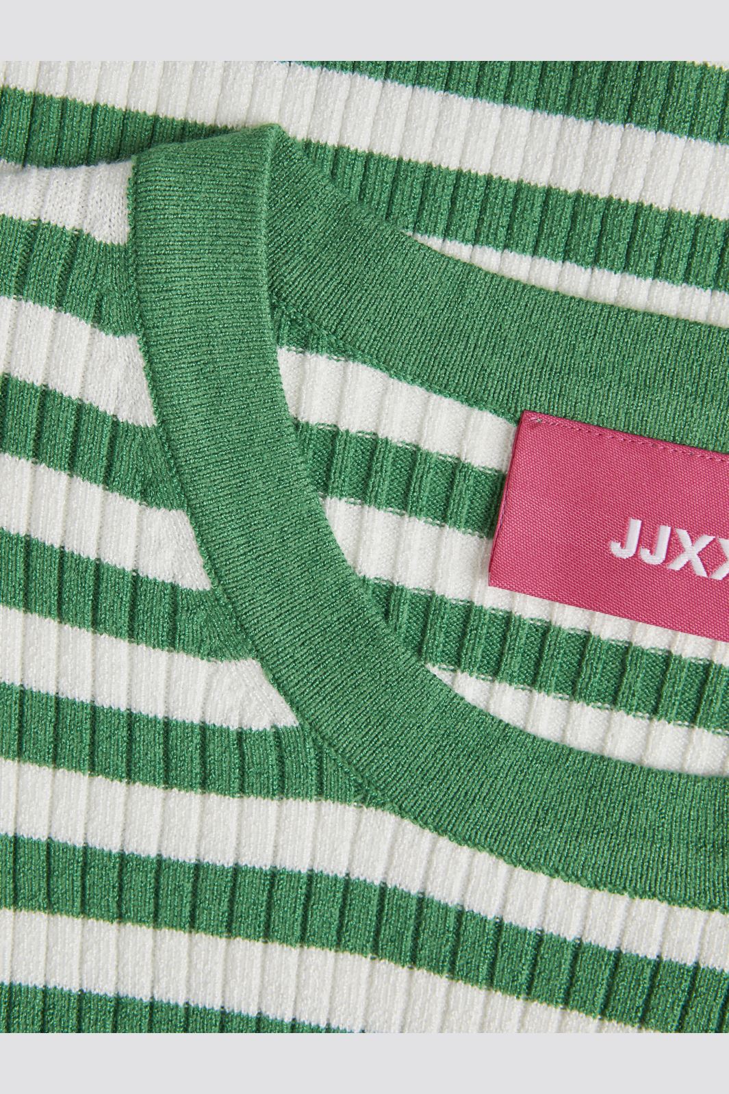 Jjxx Jxjodi Tight Stripe Crew Neck Knit 4412396 medium green cloud dancer