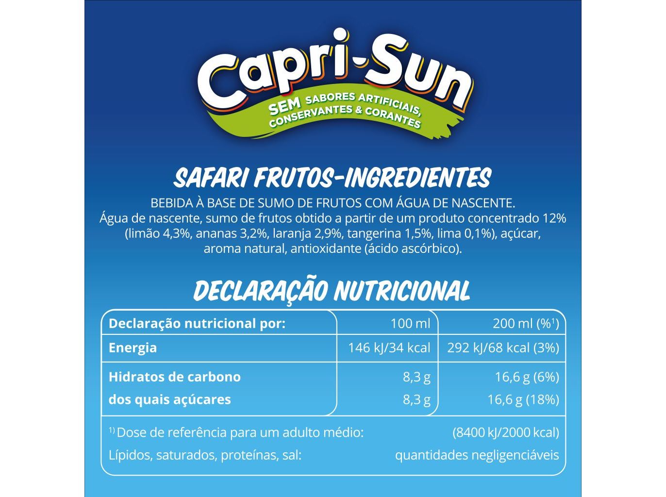 REFRIGERANTE SEM GÁS CAPRI-SUN SAFARI 10X0.20L