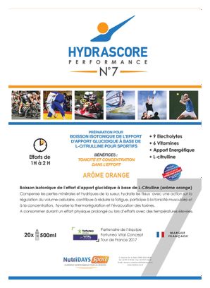 Boisson Isotonique Hydrascore N°7 L-Citruline Orange - 800g