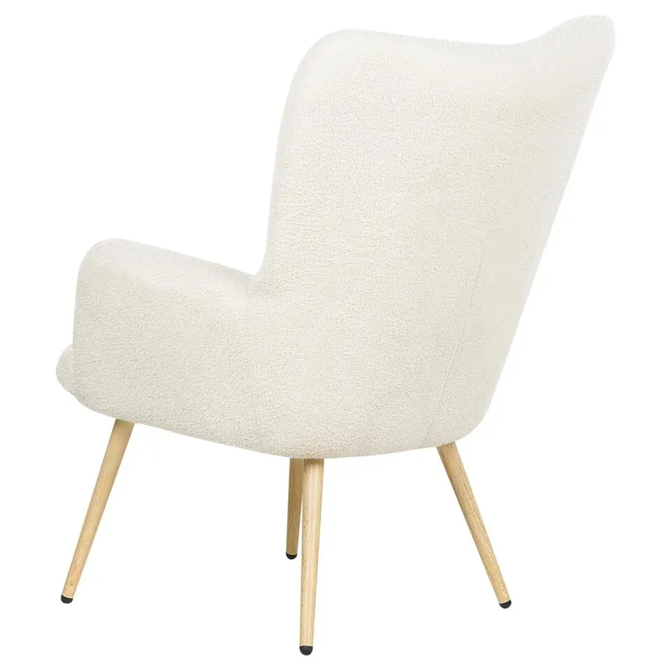 VEJLE II- Fauteuil met hocker - Wit - Bouclé