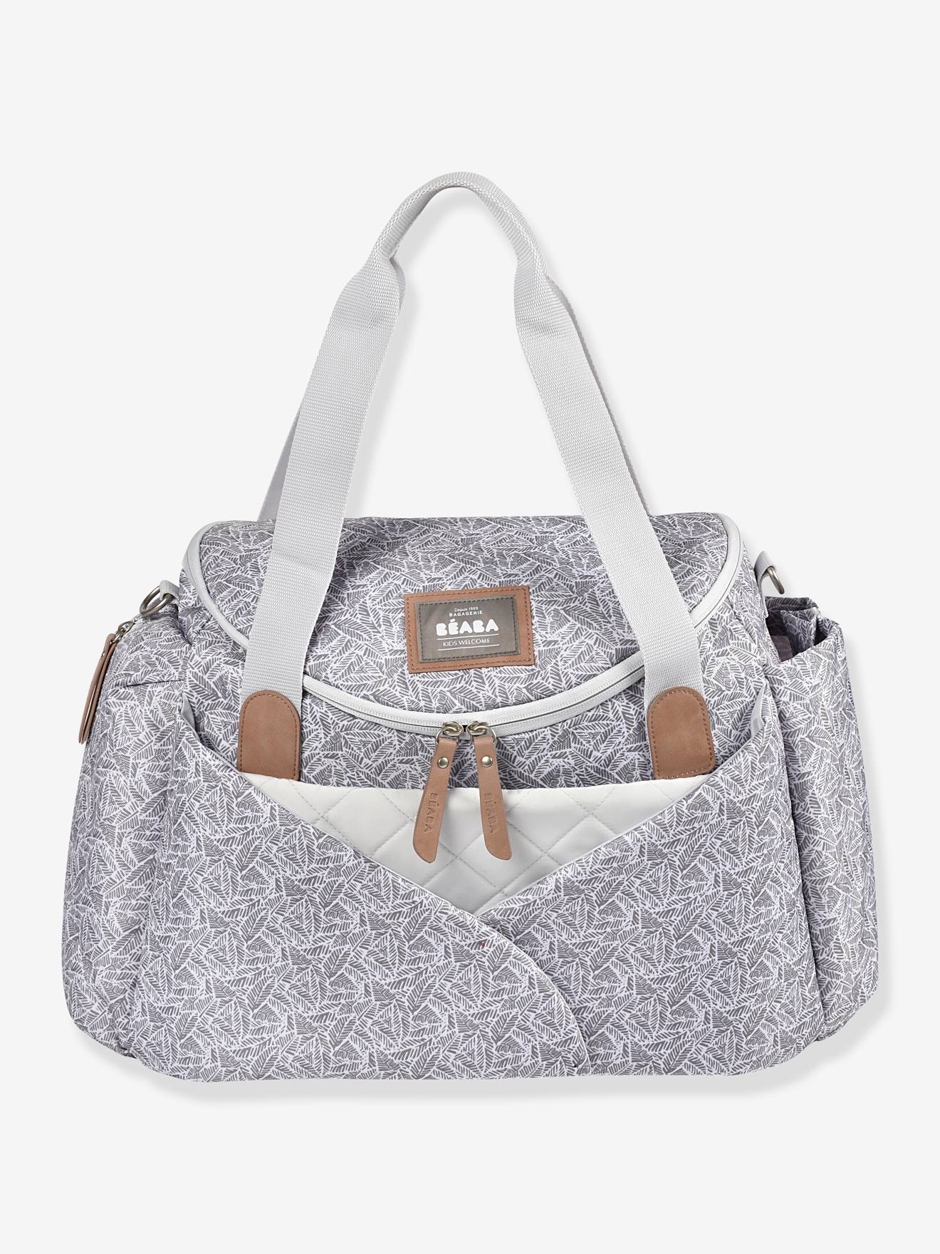 Bolsa de maternidade Sydney II BEABA, cinza claro com estampa.