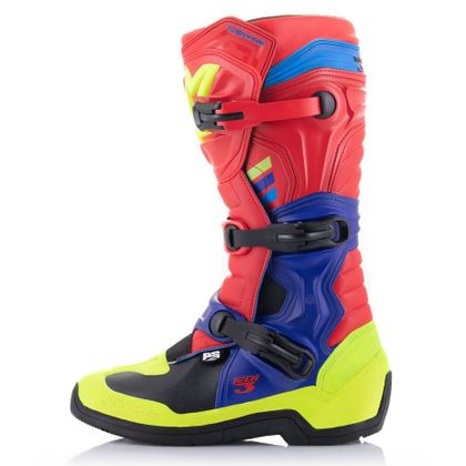 Bottes cross Alpinestars TECH 3 - BRIGHT RED / DARK BLUE / YELLOW FLUO 2023 - Rouge / Bleu