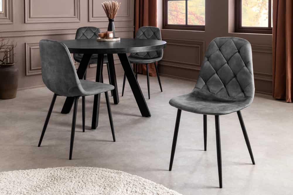 Stilvolles 2er-Set Stühle GLAMM anthrazit Samt schwarze Metallbeine
