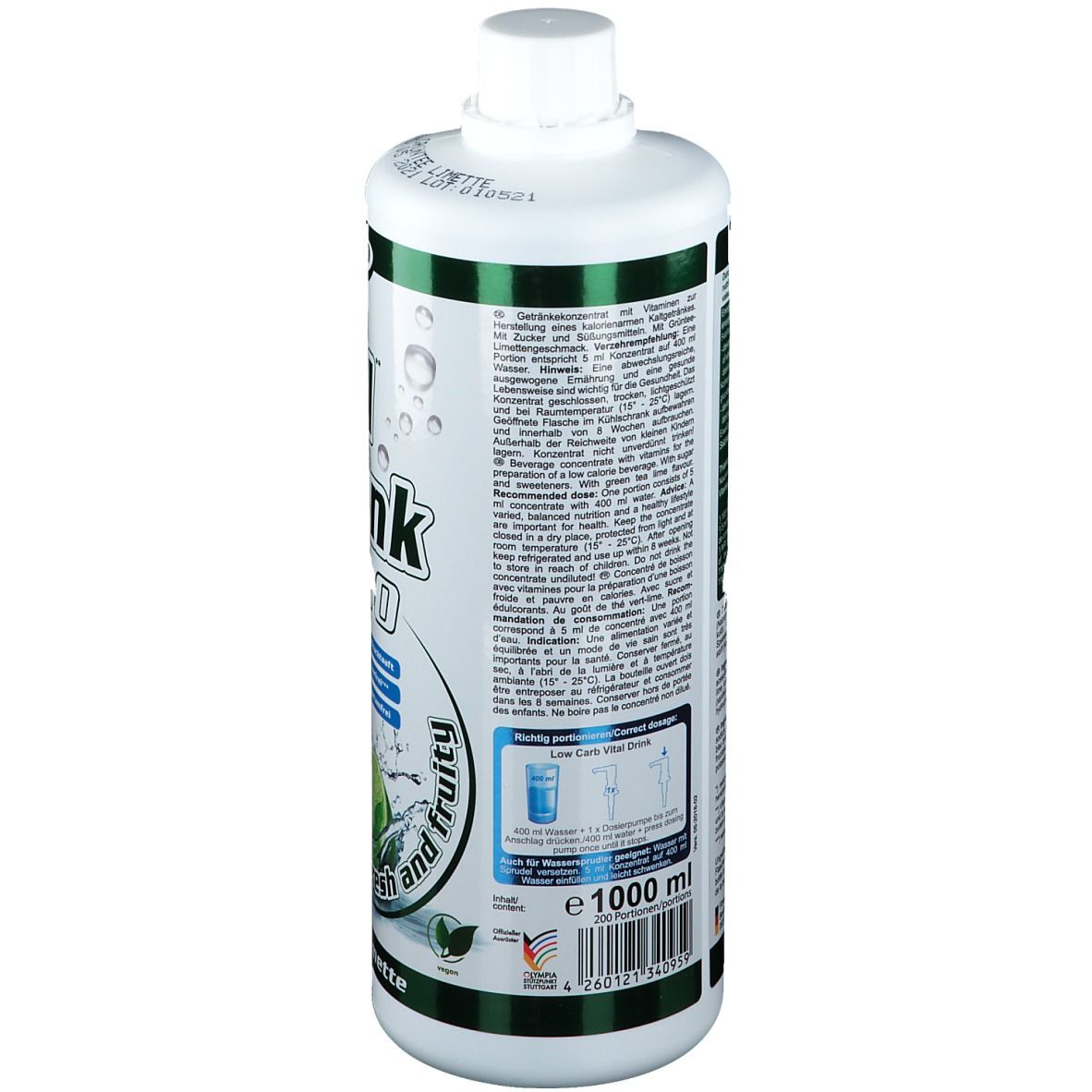 Best Body Nutrition Low Carb Vital Drink, Grüntee-Limette